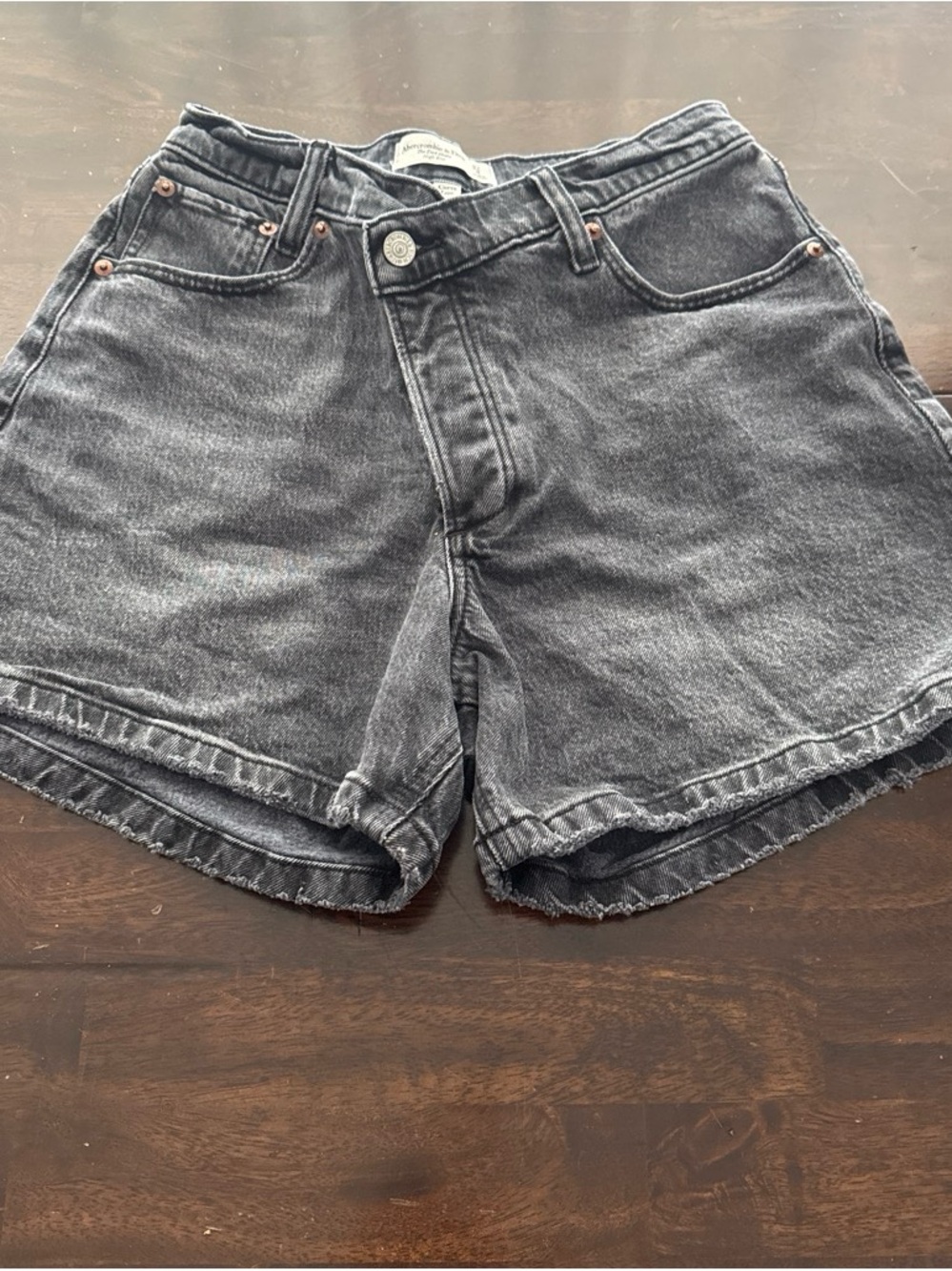Abercrombie & Fitch Washed Black High-Rise Denim Shorts